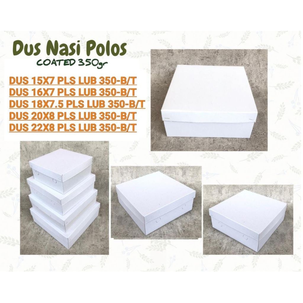 50pcs Dus Nasi Box Kue Roti Bolu BERBAGAI UKURAN 16x16x7 18x18x7,5 20x20x8 22x22x8 cm Duplex Coated 