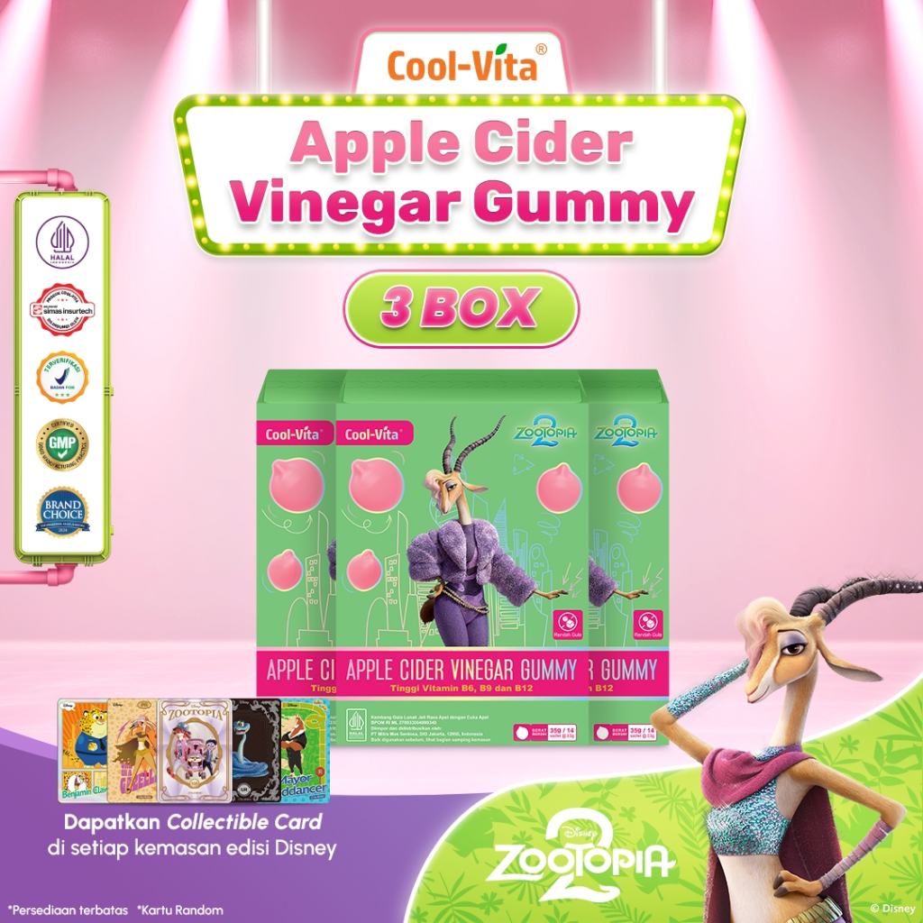 [BARU] 3 BOX Coolvita Apple Cider Vinegar Gummy | Bantu Kontrol Nafsu Makan & Metabolisme - Gummy Cu