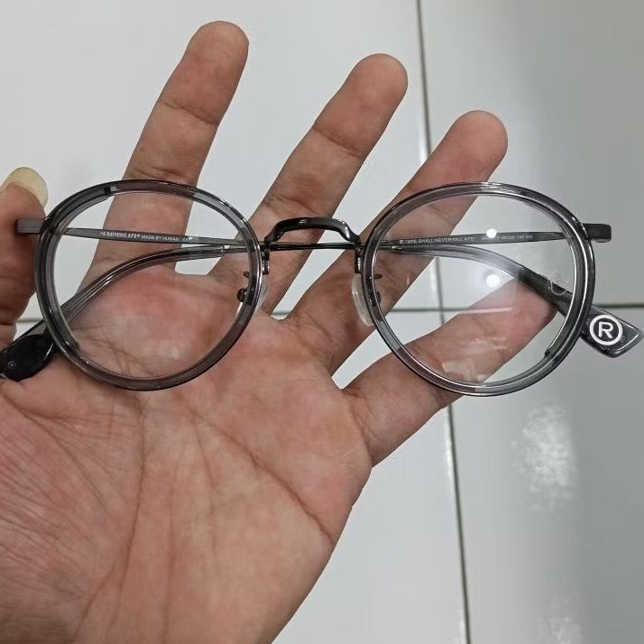 Kacamata frame original a bathing ape kacamata bulat pria wanita
