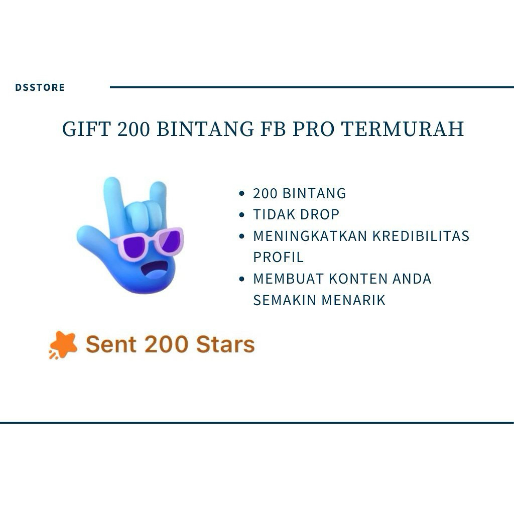 GIFT 200 BINTANG FB PRO TERMURAH 100%