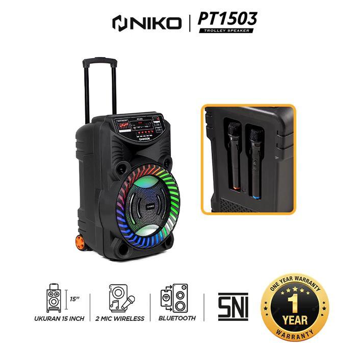 SPEAKER Niko PT1503 - PT1501  Speaker Bluetooth Karaoke Wireless Portable