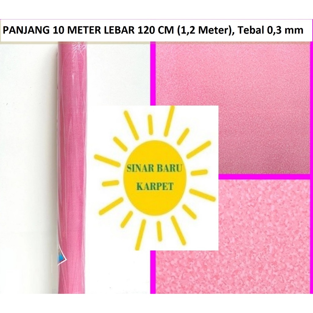 10 METER KARPET Lantai Plastik Vinyl 1 ROLL Lebar 1.2m MOTIF PINK POLOS (SESUAI GAMBAR) PROMO