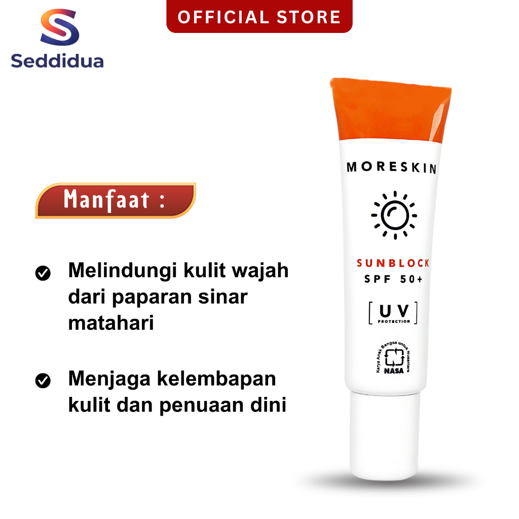 Moreskin Sunblock Spf 50+ Sunscreen Wajah, Pelindung Wajah dari Sinar Matahari Pelembab Wajah