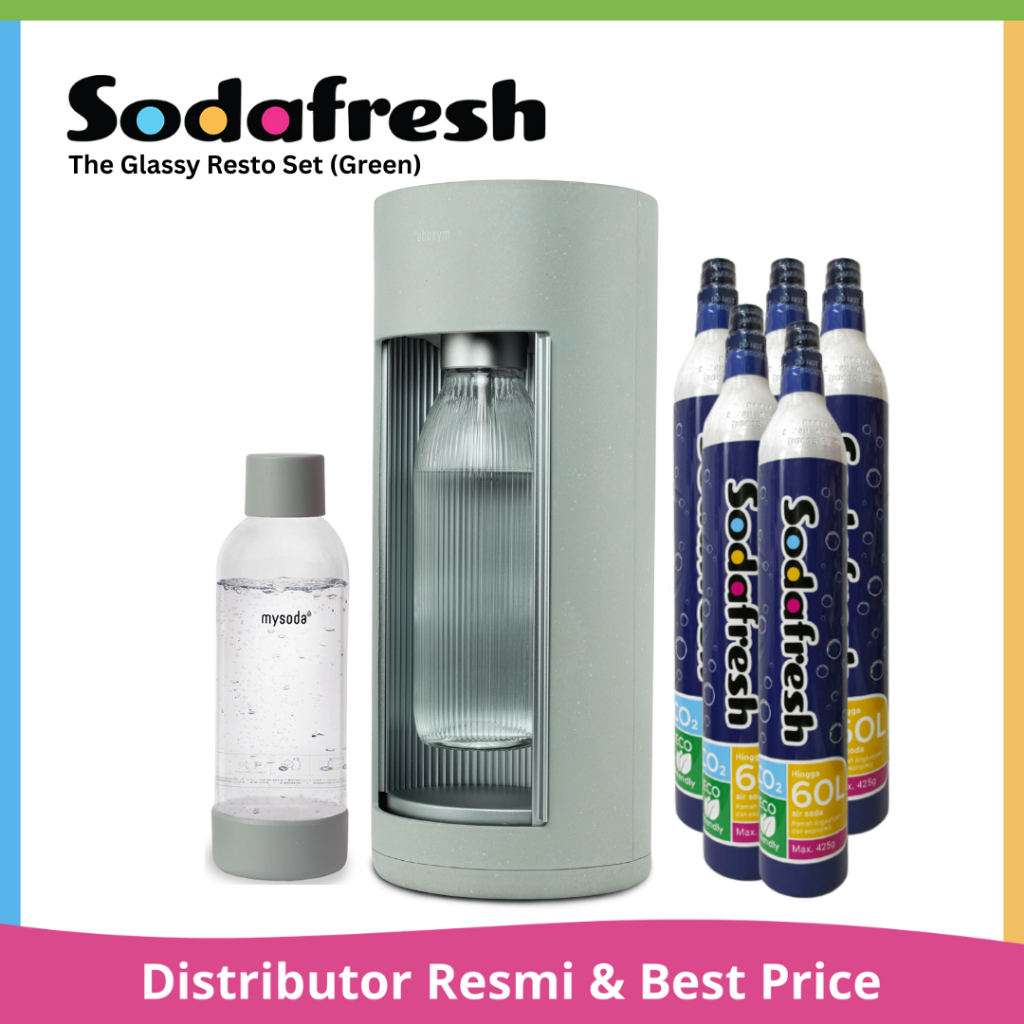 The Glassy Green Resto Set  | Soda Maker Botol Kaca Mesin Pembuat Soda Premium Sodafresh