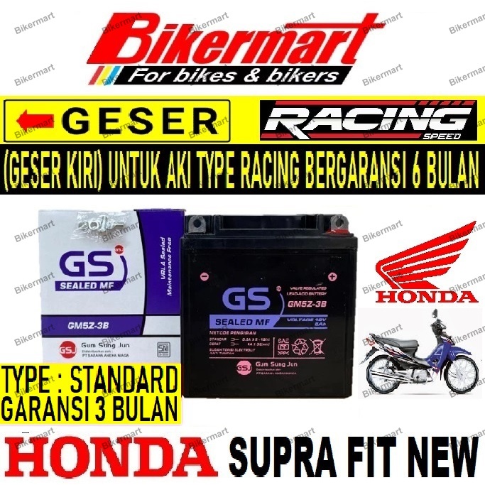Aki Motor Honda Supra Fit New GM5Z3B Accu Kering MF