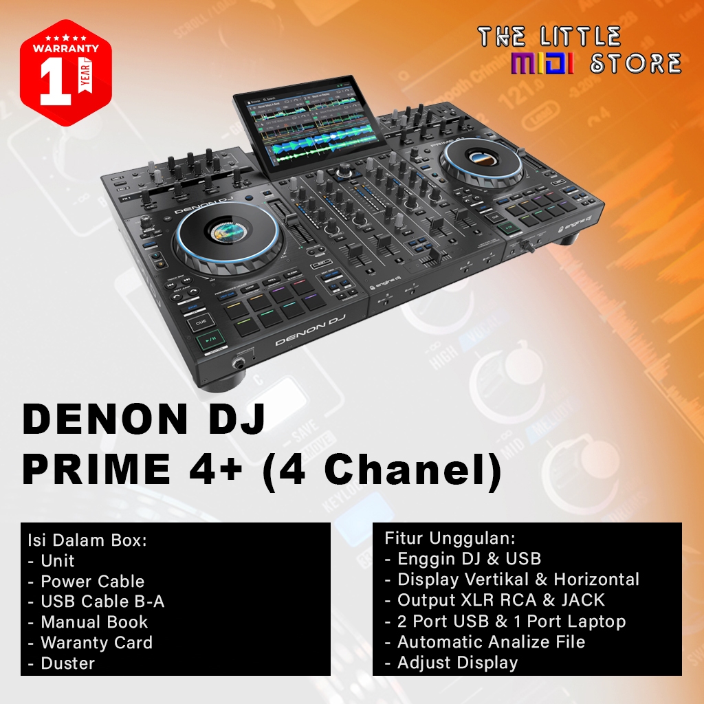 Denon DJ Prime 4+ DJ Sistem 4 Chanel Profesional