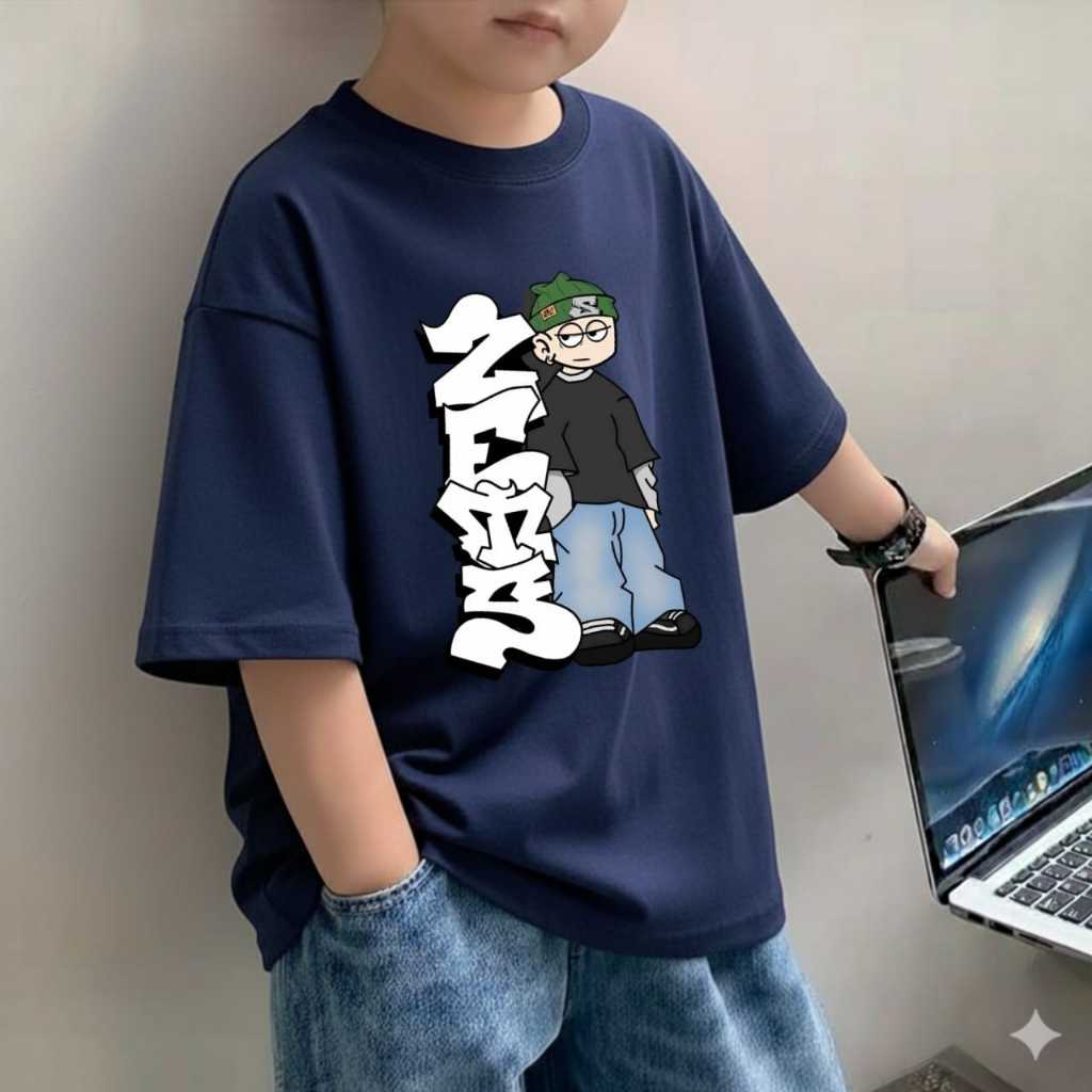 Kaos Fashion Oversize ZEMS Anak Laki-Laki Usia 3-14 Tahun/Fashion Anak/Atasan Anak laki-laki/Pakaian
