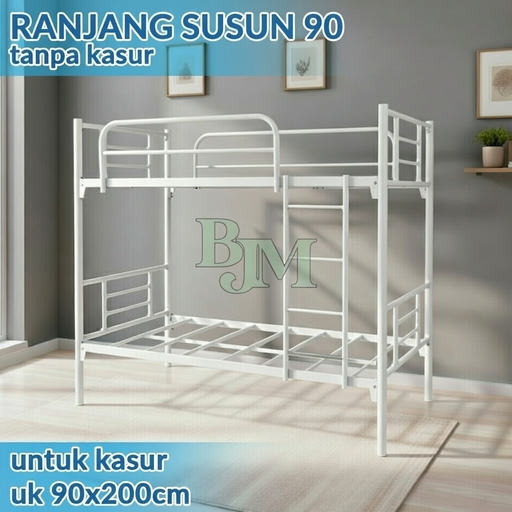 RANJANG SUSUN 90 RANJANG TINGKAT RANJANG 2 SUSUN RANJANG BESI BUNKBED PUTIH