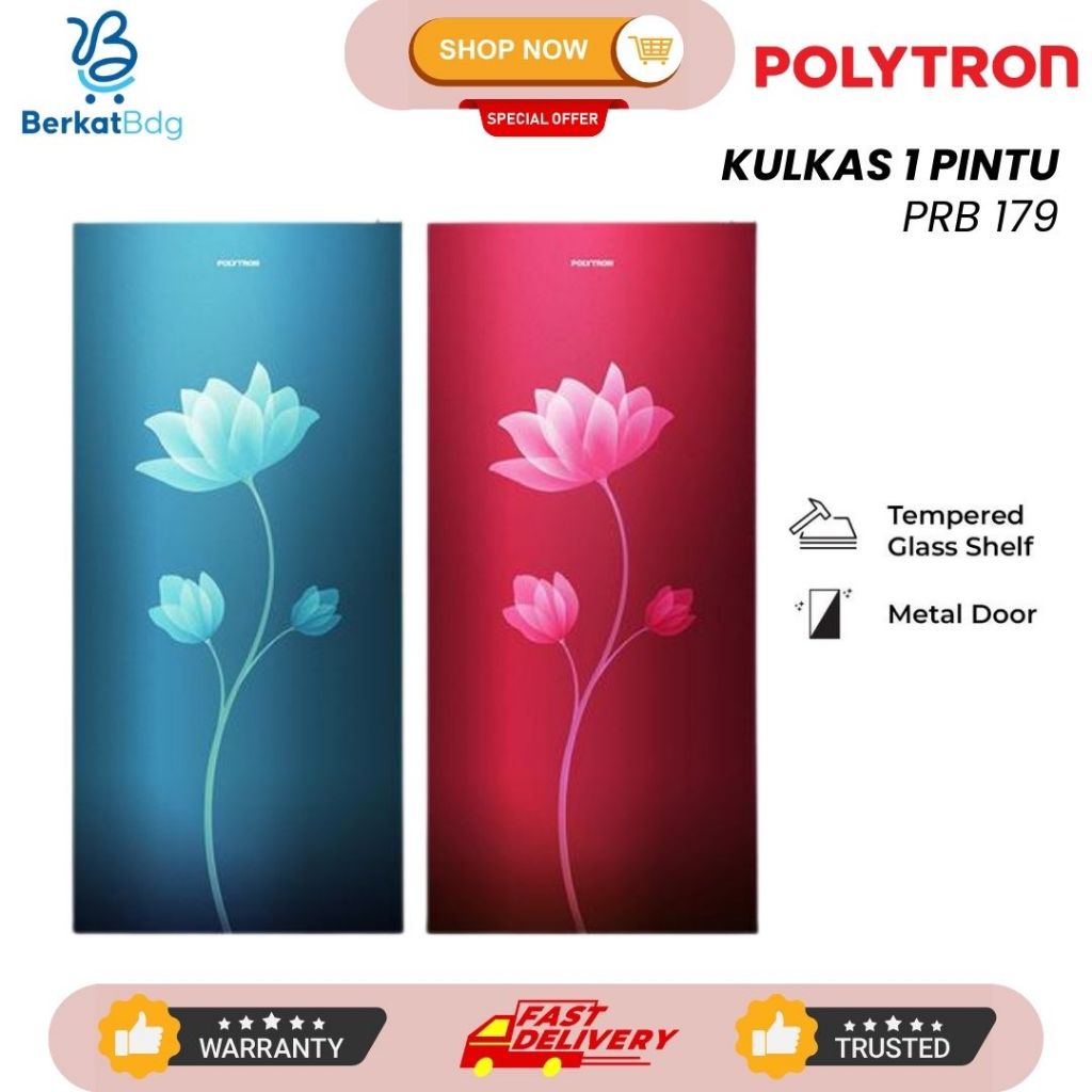 LEMARI ES KULKAS POLYTRON PRB179 B / KULKAS 1 PINTU POLYTRON