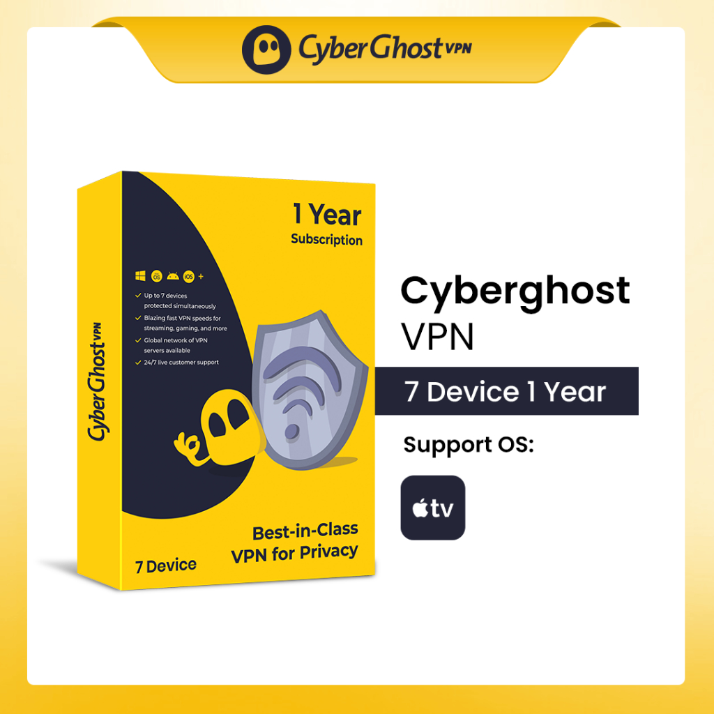 For Apple TV CyberGhost VPN Original 7 Device 1 Year