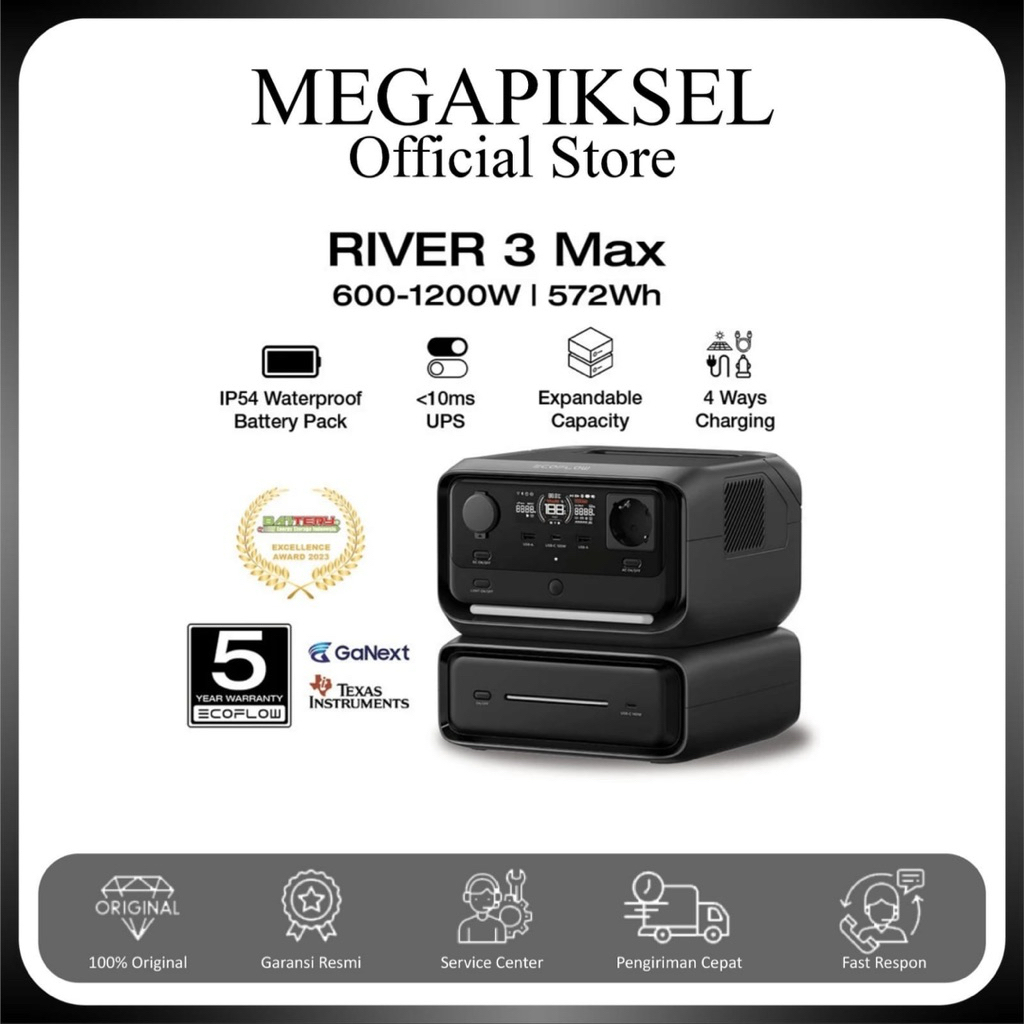 Ecoflow River 3 Max - Portable Power Station 572Wh 600W