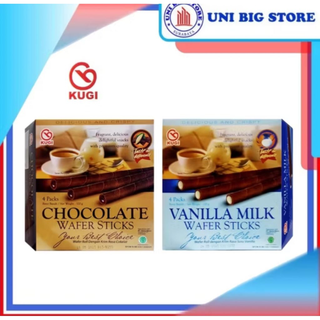 Kugi Wafer Sticks Chocolate Vanilla Milk 320 gr