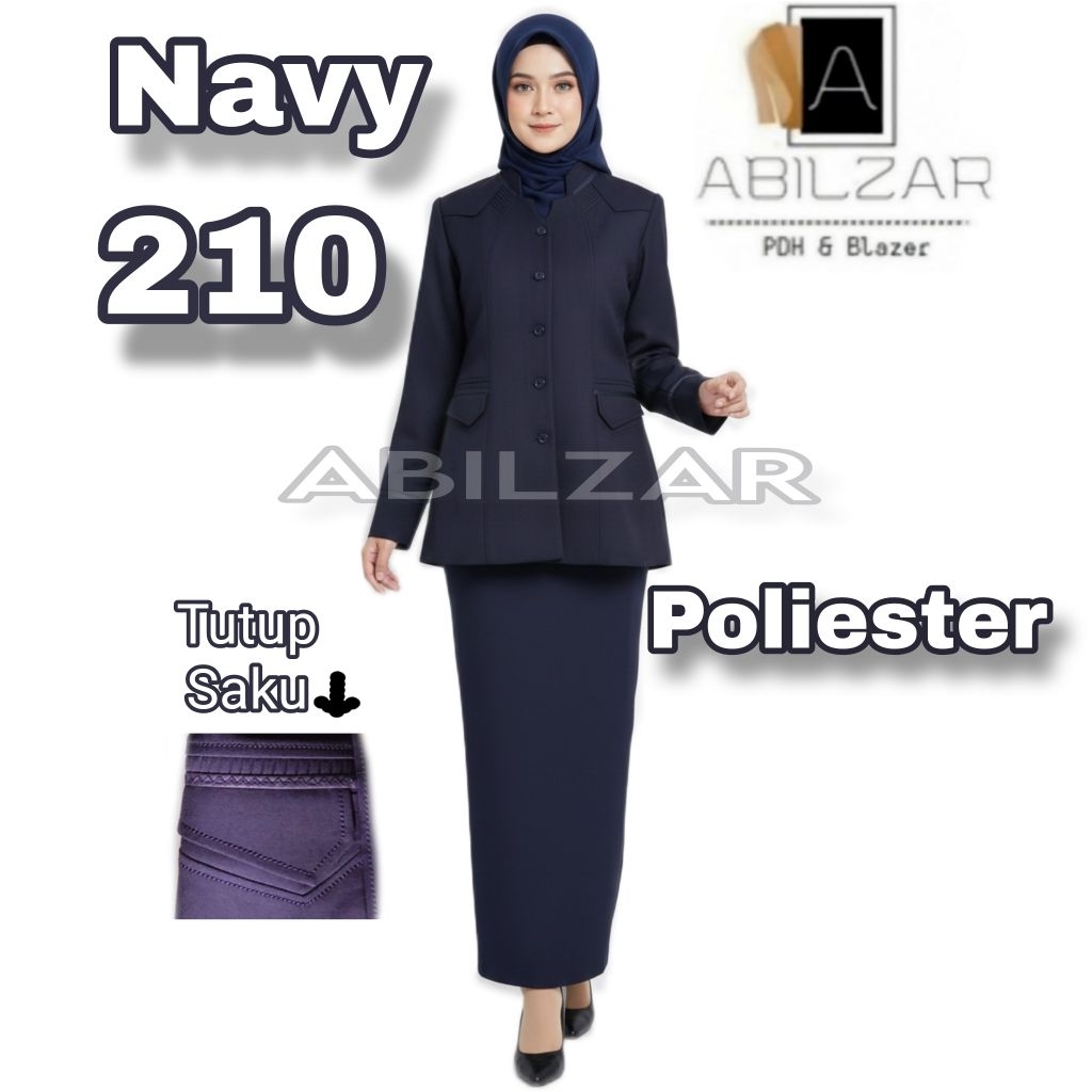 STELAN BAJU BLAZER SERAGAM DINAS PEMDA PNS GURU PDH WARNA NAVY/ BIRU DONGKER KODE 210