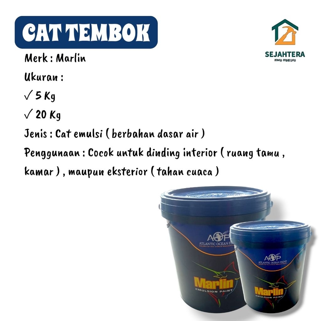 Cat Tembok / Cat Tembok Marlin / Warna Putih / 5 - 20 KG