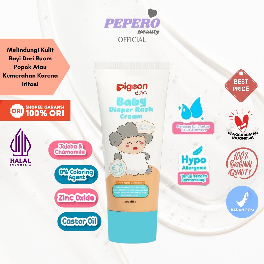 PIGEON Baby Cream 60Gr Diaper Rash Cream | Cream Bayi Ruam Popok | Salep Bayi Ruam Popok | Cegah Rua