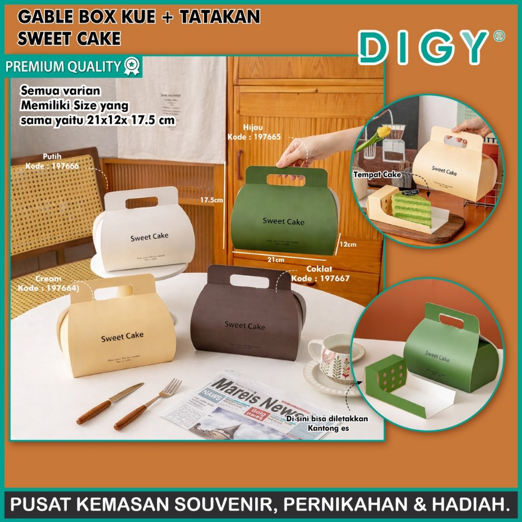 Gable box kue + tatakan sweet cake/Gable Box Kue + Tatakan Seri 1 /  Dus Kue Kraft / Paperbox Gable 