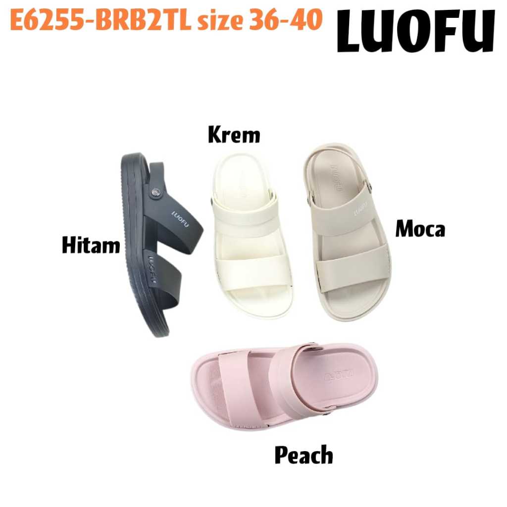 LUOFU SANDAL E6255-BRB2TL ORIGINAL jelly karet empuk murah sepatu tali wanita sendal cewek