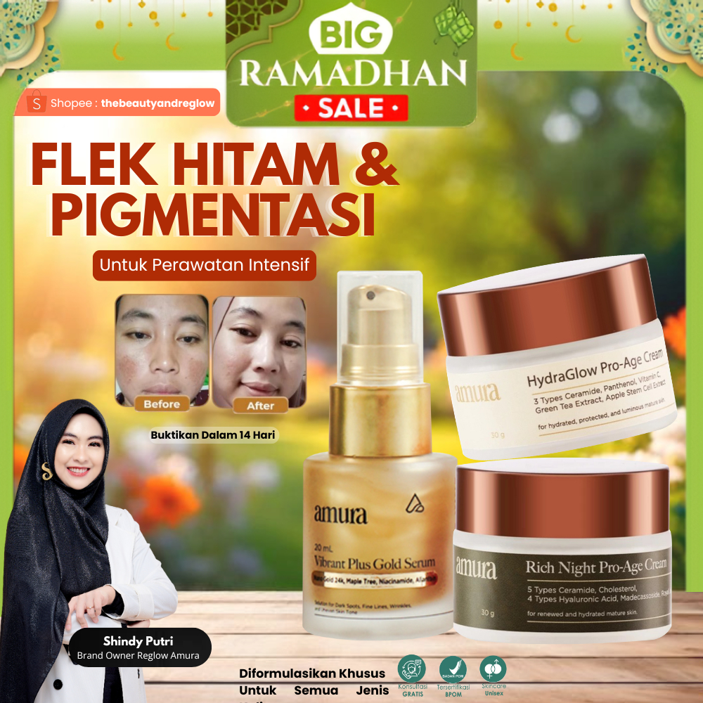 Paket Gold Amura Lawan Flek Hitam + Krim Anti Aging Siang Malam Untuk Glowing