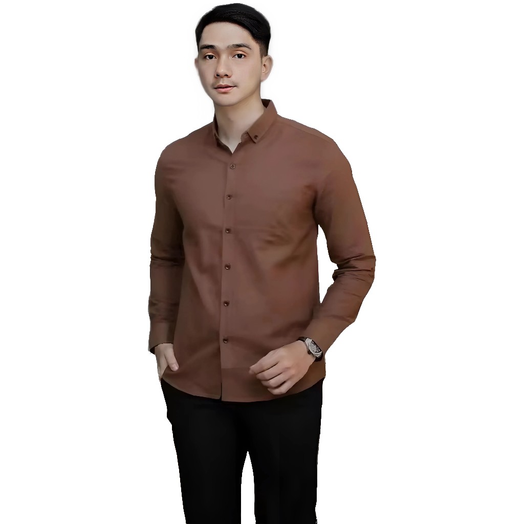 MEDAN Kemeja Pria Slimfit Lengan Panjang Polos Ukuran Jumbo