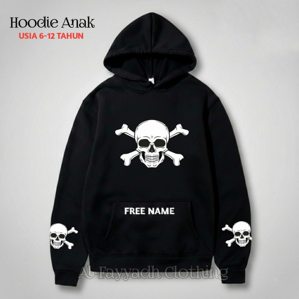 JAKET SWEATER HOODIE GAMBAR TENGKORAK ANAK LAKI LAKI USIA 6-12 TAHUN - FASHION ANAK COWOK KEREN
