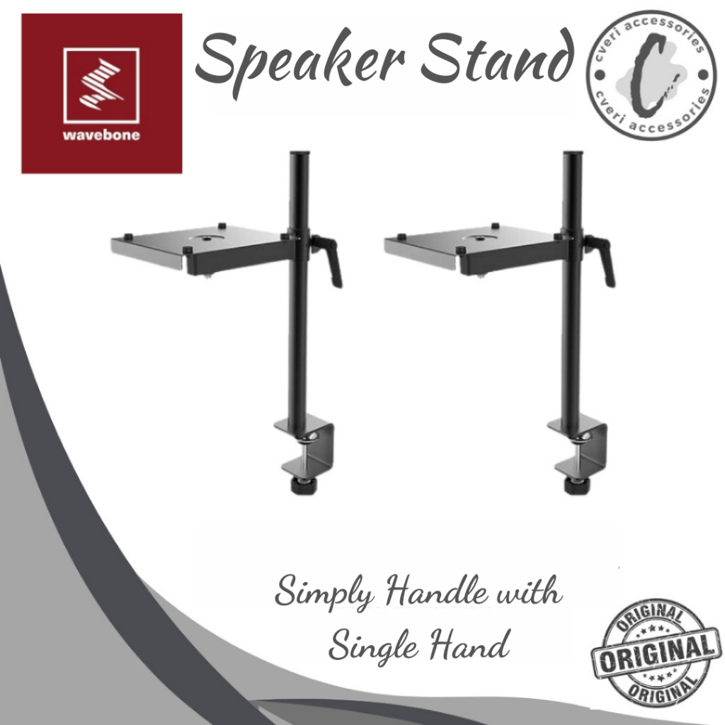 Wavebone Speaker Stand Speaker Monitor Studio Pair Stand Jepit Ke Meja Original Sepasang