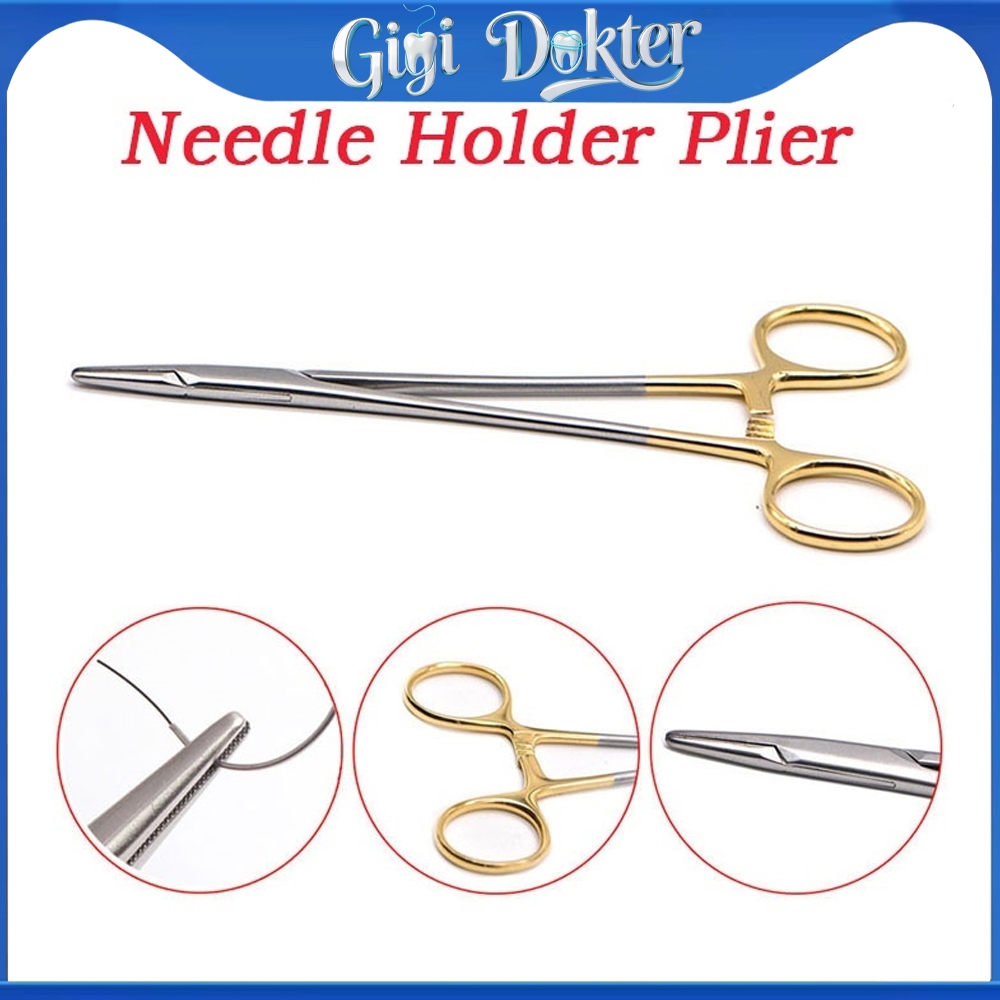 Needle Holder / Nalpuder /Nalpvuder /Klem Jahit /Dental Needle Holder Plier/ Gold Handle Instrument