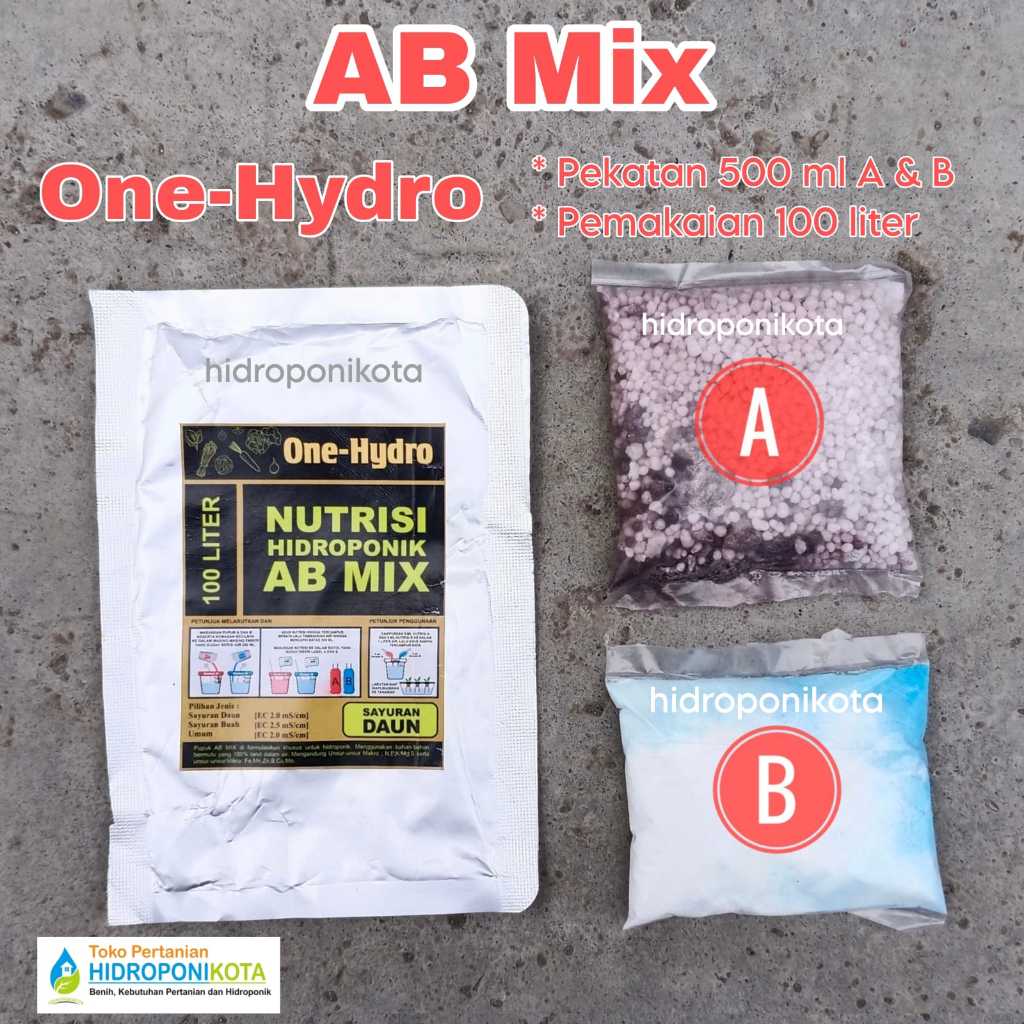 OH - AB Mix 100 L / Pekatan 500ml - Nutrisi Hidroponik Premium Merk One Hydro