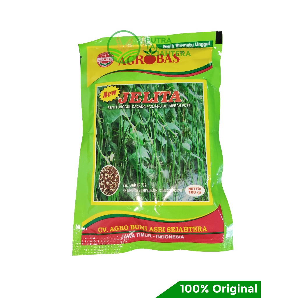 Agrobas Jelita Benih/Bibit Kacang Panjang Biji Merah Putih 100gr Benih Unggul