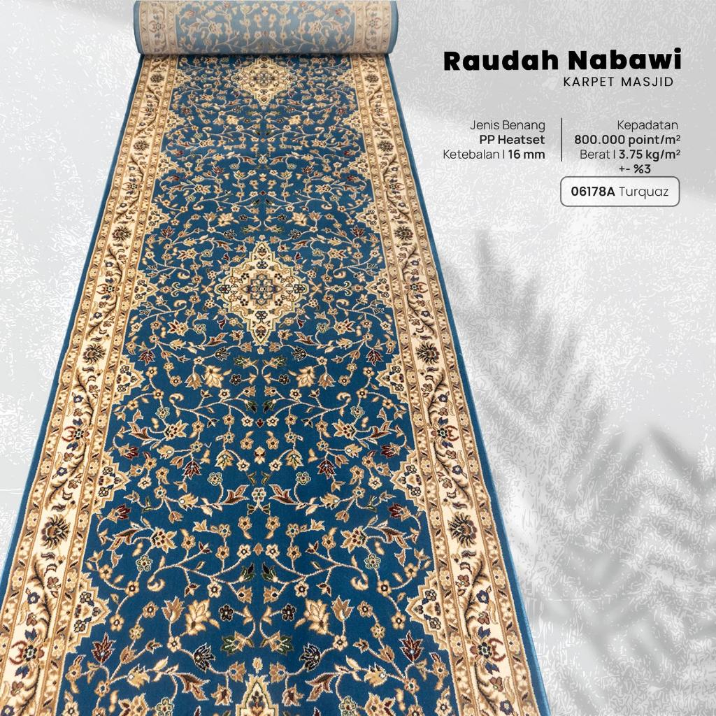 Karpet Masjid / Karpet Mushola / Sajadah Masjid Design Turki Meteran Raudhah Nabawi 6178A Blue / Bir