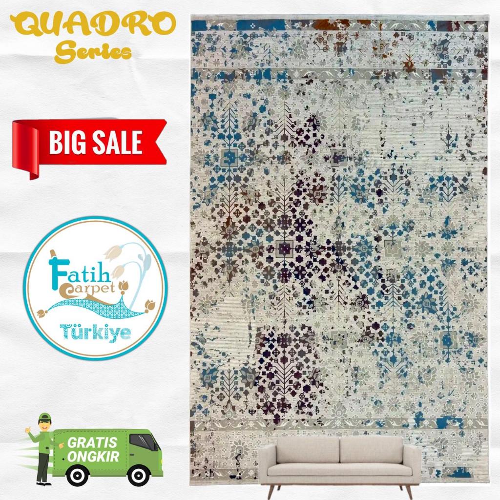 Karpet Minimalis Quadro Import Turki -C323A D grey Hb Blue HB