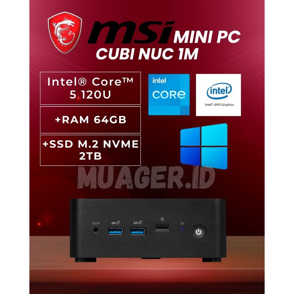 MINI PC MSI CUBI NUC 1M CORE 5 120U FULLSET +RAM +SSD | MSI CUBI NUC 5 120U | BAREBONE