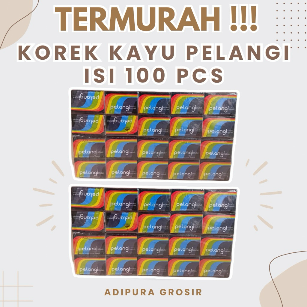 (1 PAK) Korek KAYU PELANGI isi 100 Pcs