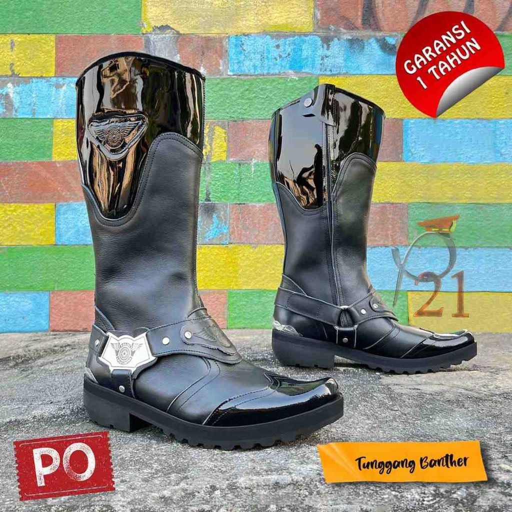 Sepatu P21-Sepatu Tunggang Banther/Sepatu Tunggang Polisi/Sepatu Boots/Sepatu Kulit