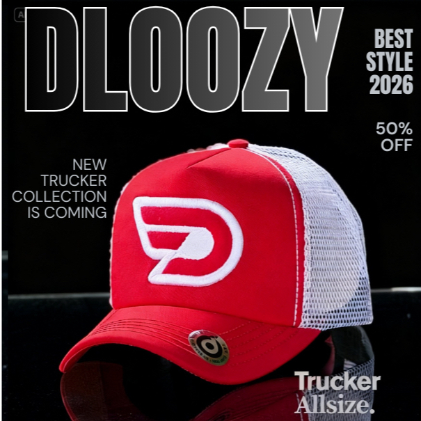 Topi Pria Keren Jaring DLOOZY Distro Original Merah Putih DLZTR-MMP