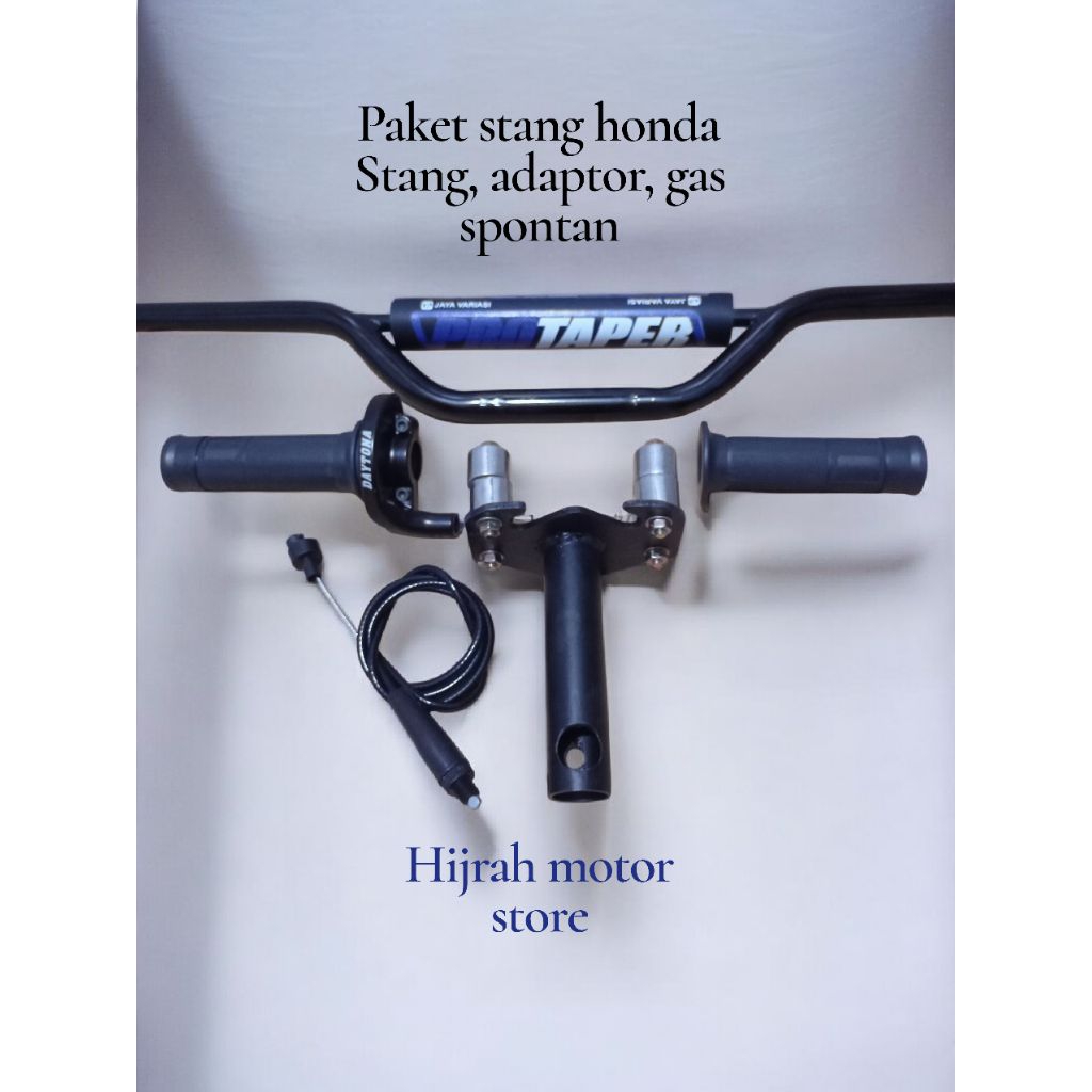 Paket stang stir trail bebek metik honda dan yamaha, (stang trail busa, adaptor stang dan gas sponta
