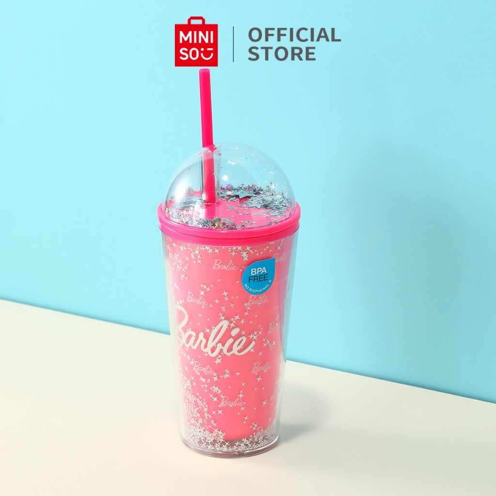 Miniso x Barbie Tumbler Double Wall 600ml | Tumbler Plastik Sedotan Original