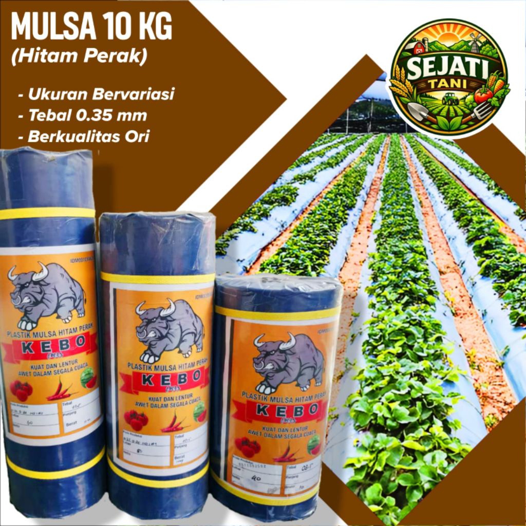 Plastik Mulsa Hitam Perak 1 Roll 10 Kg/Mulsa Pertanian Cap Kebo
