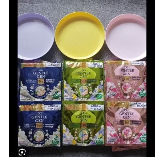 GENTLE GEN sachet 1 renteng isi 16 free piring cantik deterjen cair GENTLE GEN