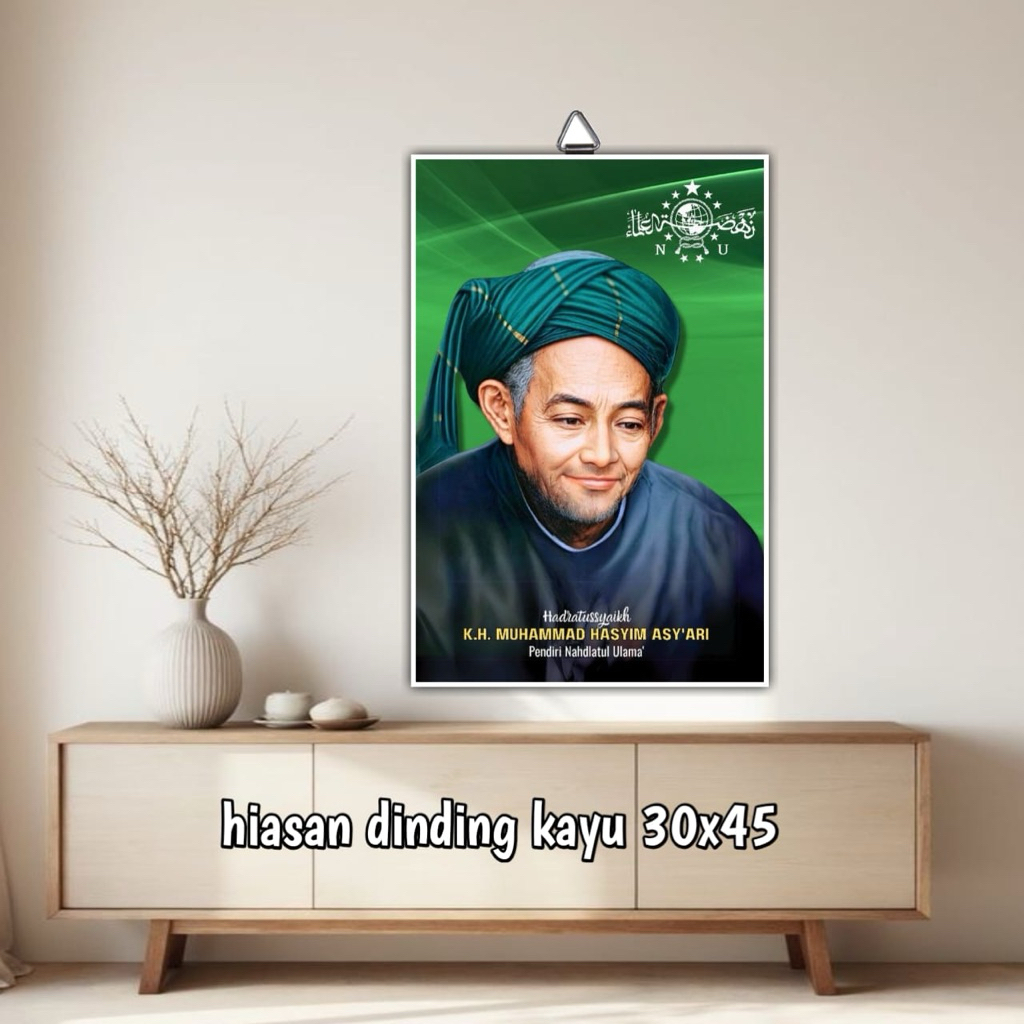 Poster Poto foto kayu KH Hasyim Asy'ari, UKURAN BESAR 30x45