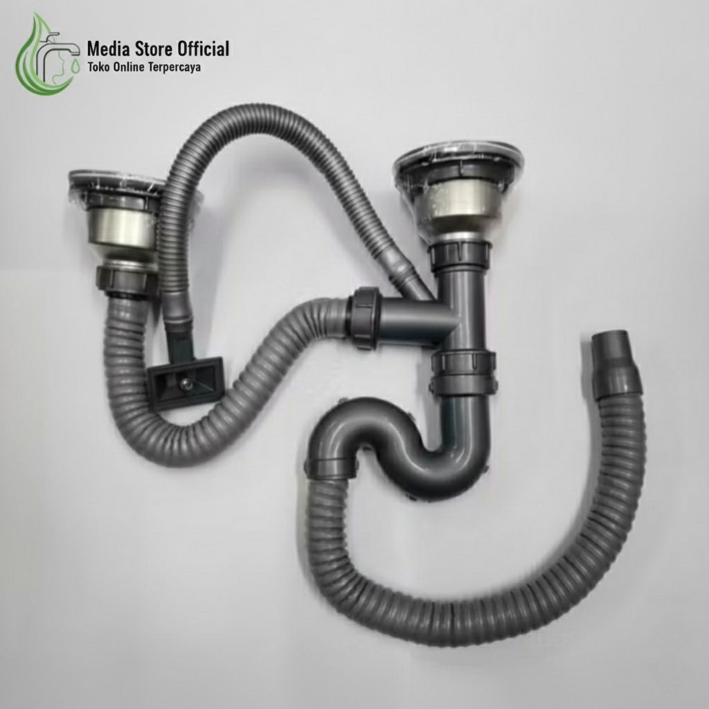 Selang Pembuangan Kitchen Sink 2 Lubang + Overflow/Selang Kitchen Sink Overflow 2 Lubang