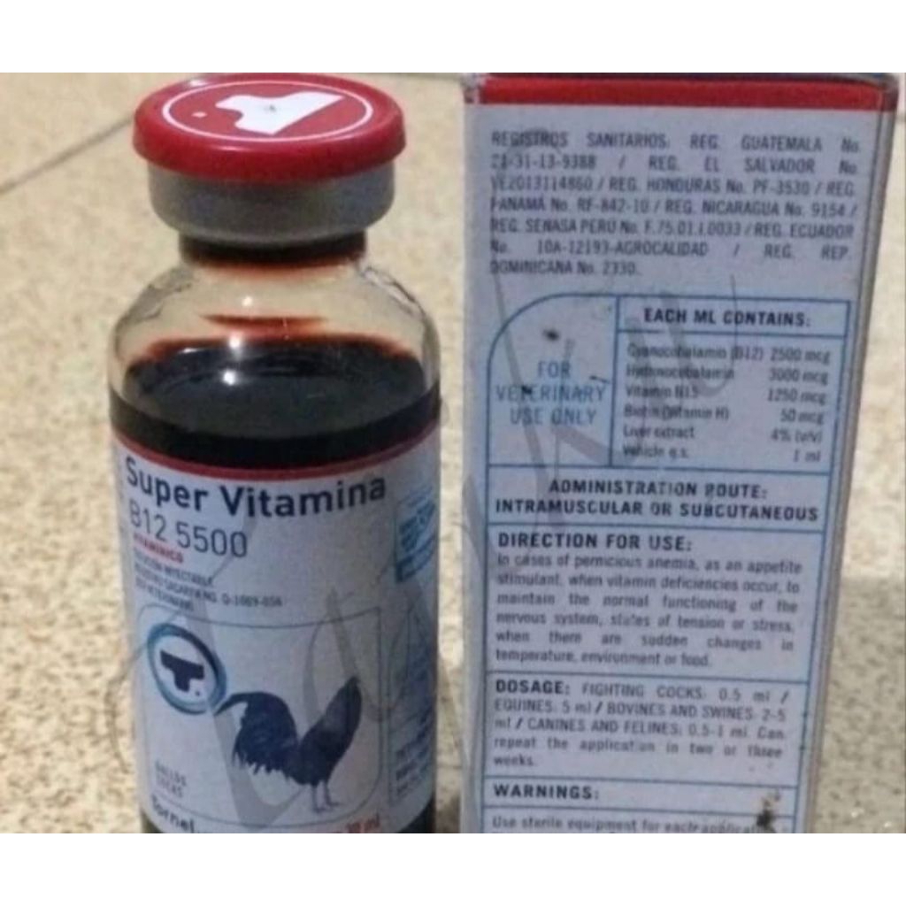 Super Vitamina B12 5500 Logo Kuda Obat Vitamin Tonic Injeksi Doping Ayam, Kuda, Burung DII