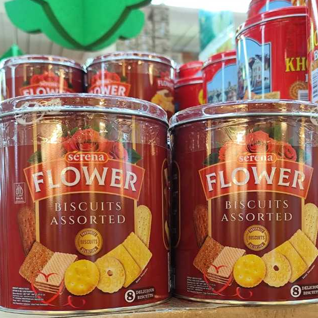 Serena Assorted Flower 500g - Paket Hampers Biskuit Kaleng / Hadiah Lebaran & Natal