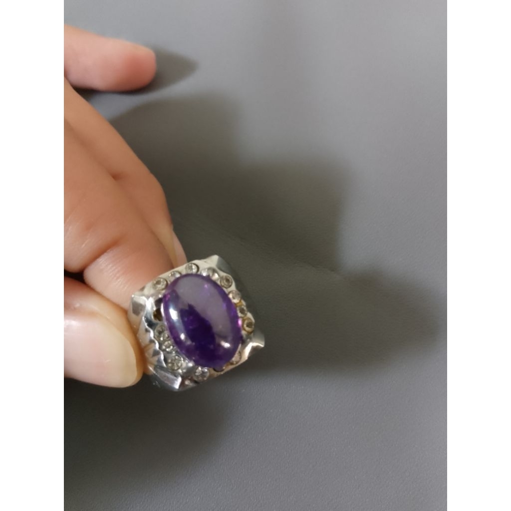 Cincin batu akik Amethys (kecubung ungu)