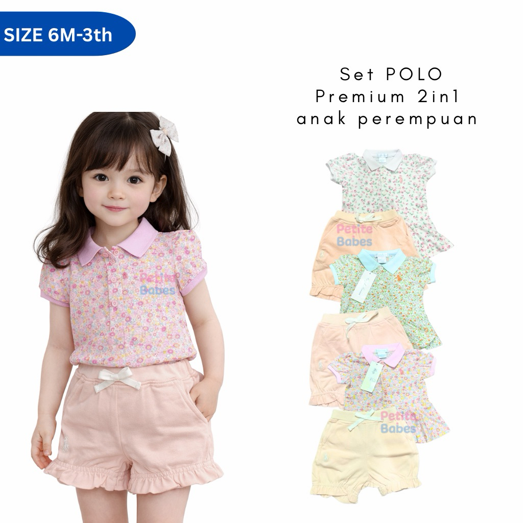 Set Polo Baby Motif Bunga Premium – Atasan Kerah