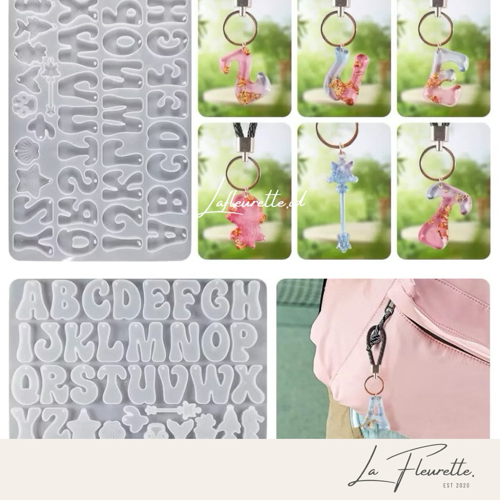 cetakan resin huruf / cetakan resin alfabet / letter silicone resin mold / alphabet silicone resin m