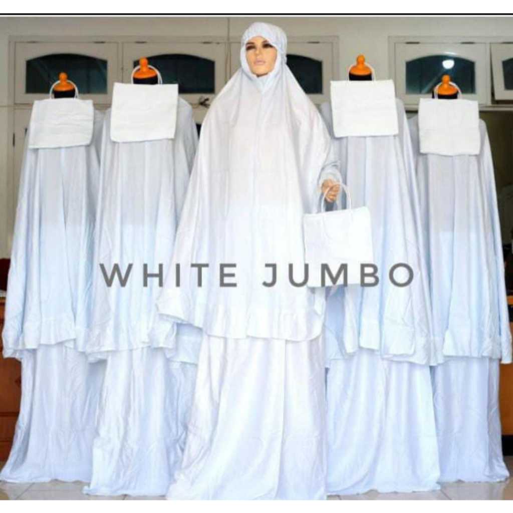 Mukena Putih Polos Jumbo Rayon Premium Adem - Telekung Dewasa Haji Umroh