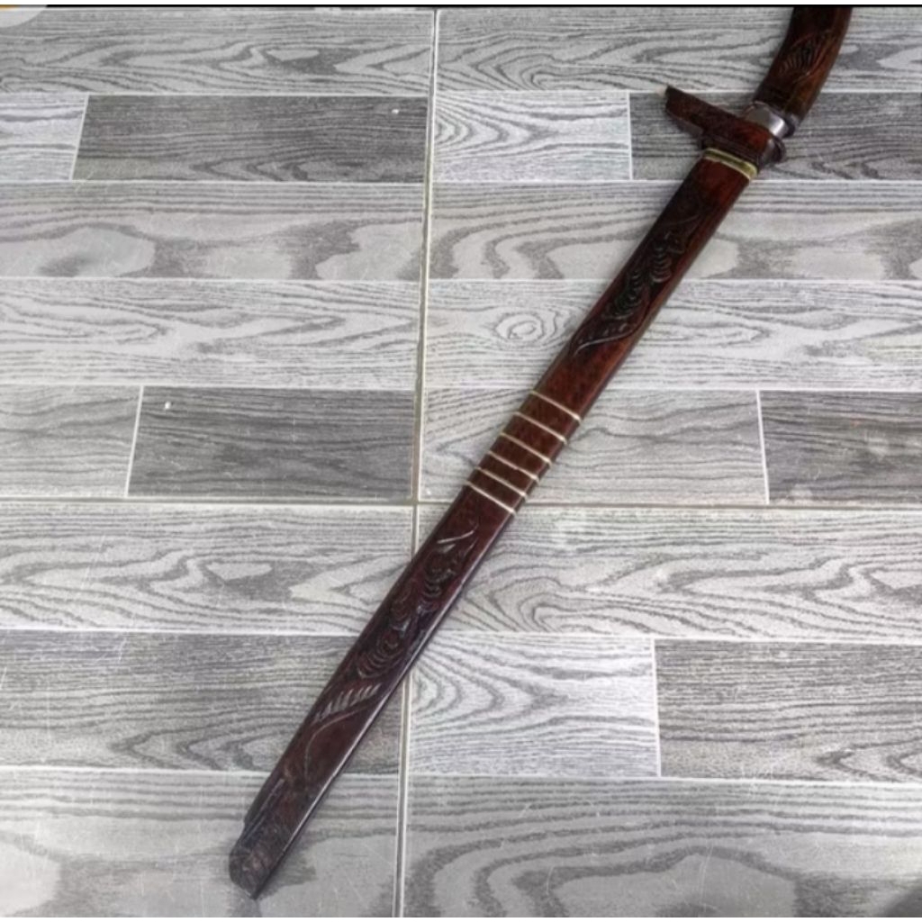 pisau Golok Asli Cibatu Sarung Kayu Ukir –pisau Golok Tradisional Serbaguna Outdoor & Koleksi