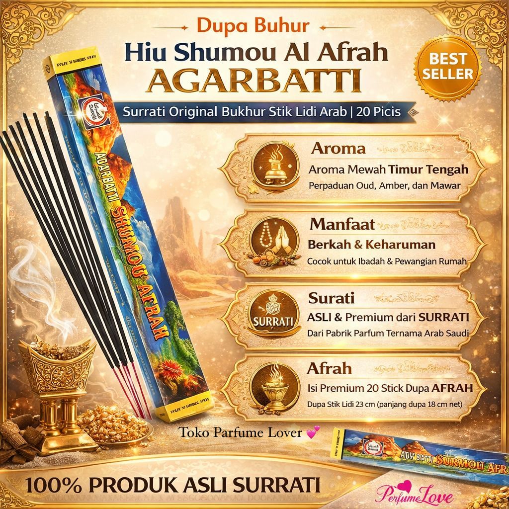 Dupa buhur Hiu Shumou Al Afrah AGARBATTI Surrati Original Bukhur Stik Lidi asli Arab  20 Picis