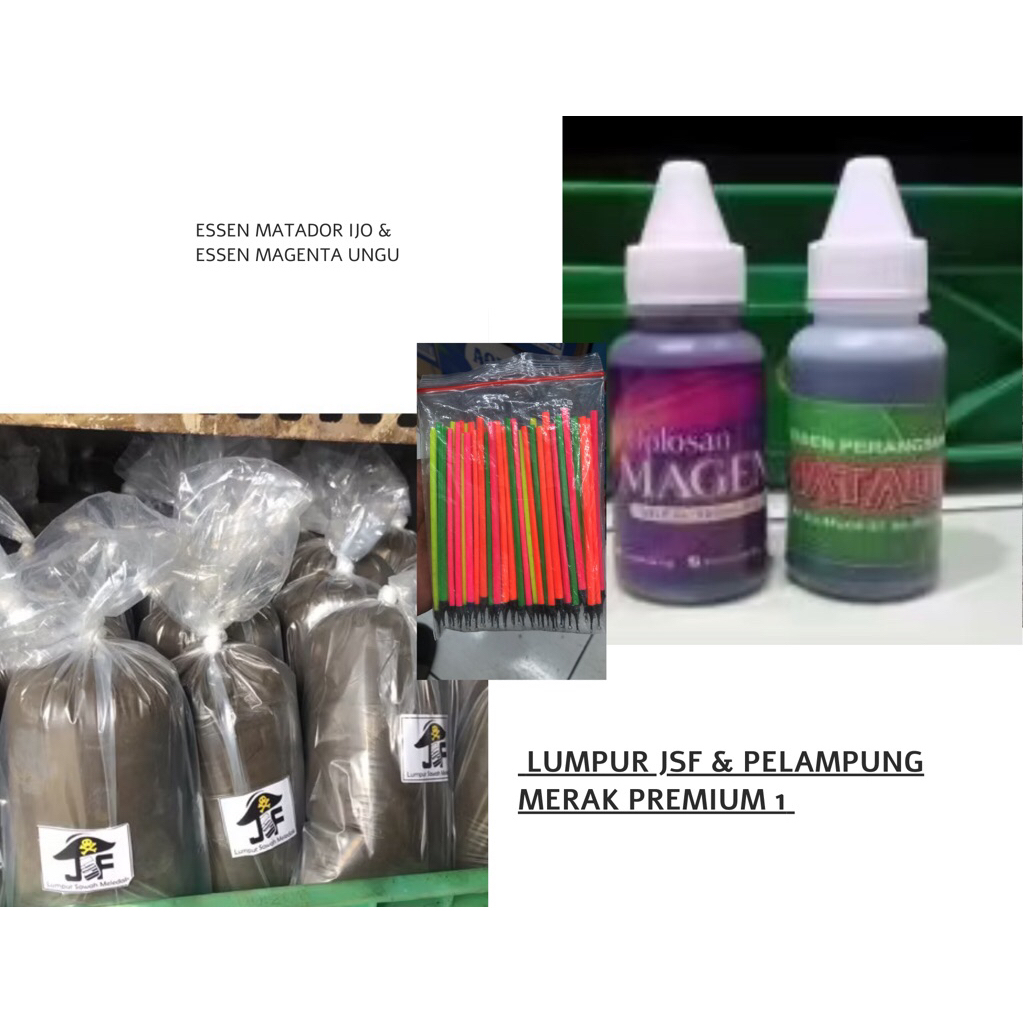 Paket essen media umpan cacing lumpur | Matador ijo 30ml magenta ungu 30ml lumpur jsf 1 pelampung 1