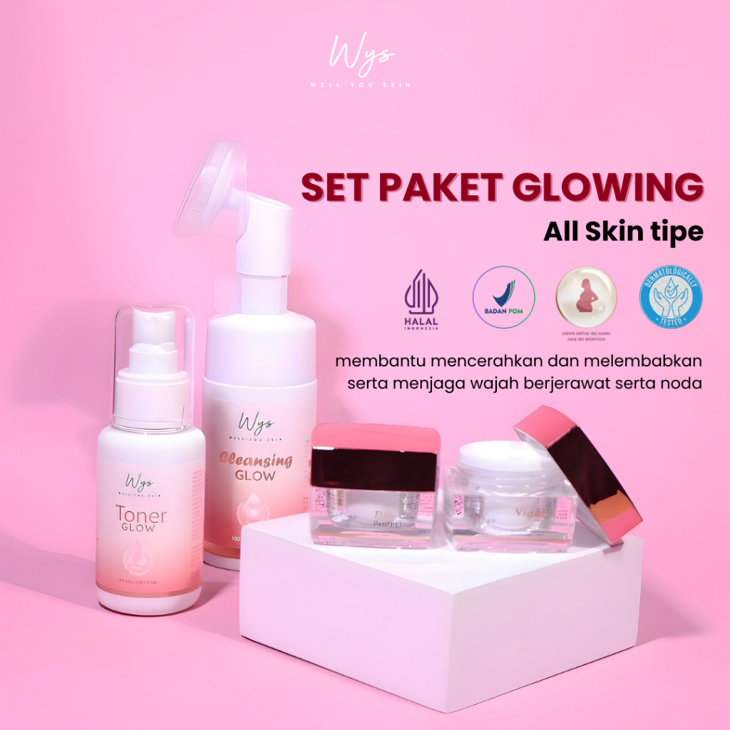 WYS Paket Basic Skincare BPOM Halal Melembapkan Mencerahkan Semua Kulit, acne prone skin, noda dan f